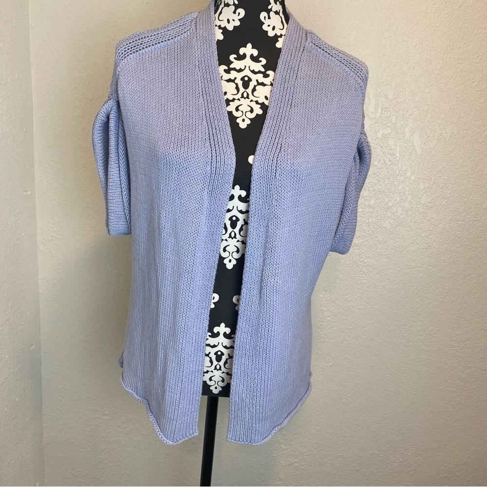 J. Jill Short Sleeve Knitted Open Front Cotton Cardigan
